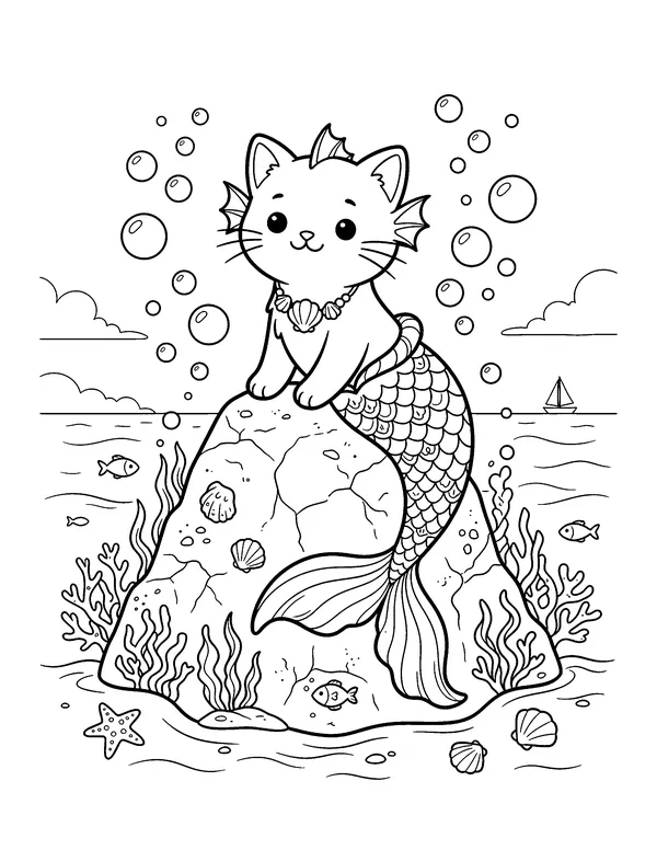 Mermaid Cat coloring page