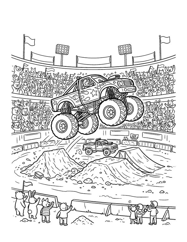 Monster Truck Stadium Show coloring page