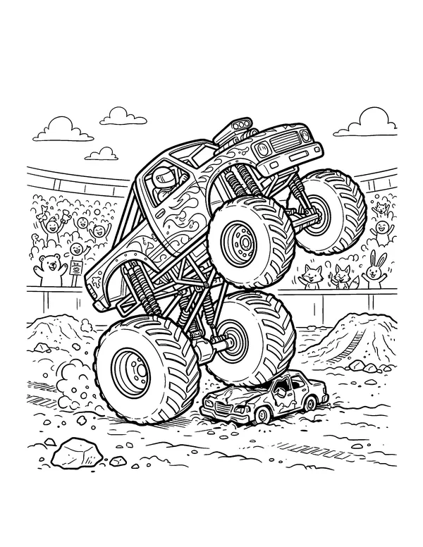 Monster Truck Wheelie coloring page