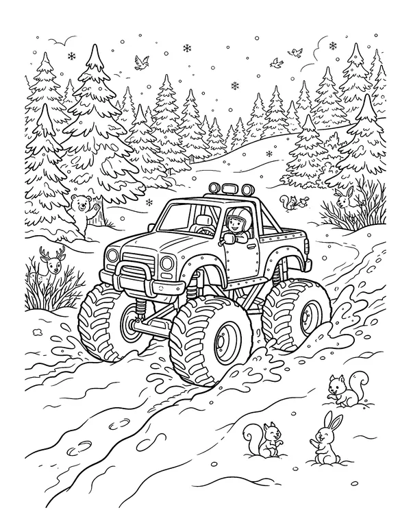Monster Truck in the Snow coloring page