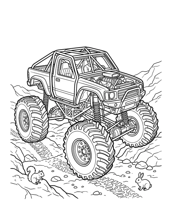 Realistic Monster Truck coloring page