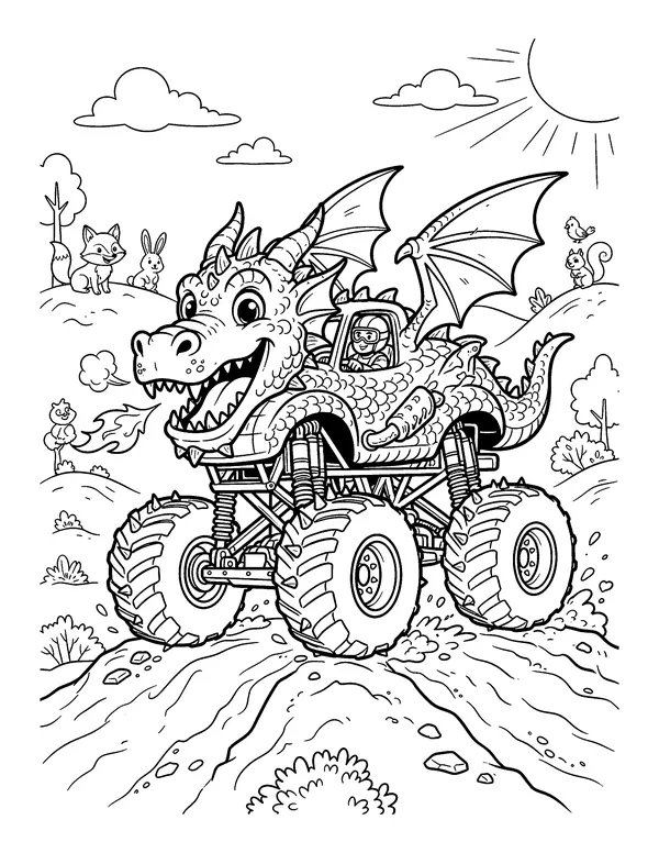 Dragon Monster Truck coloring page