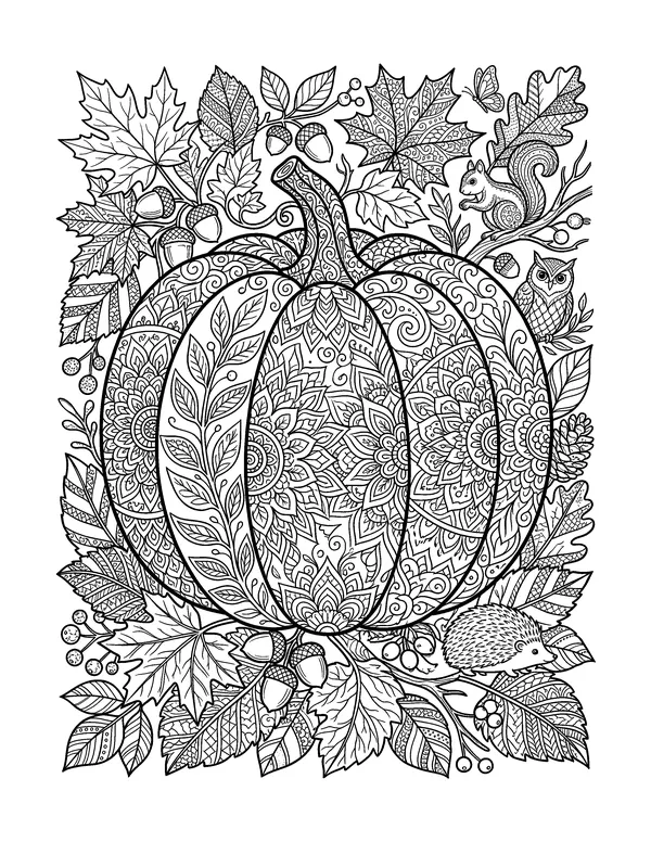 Pumpkin Mandala for Adults coloring page