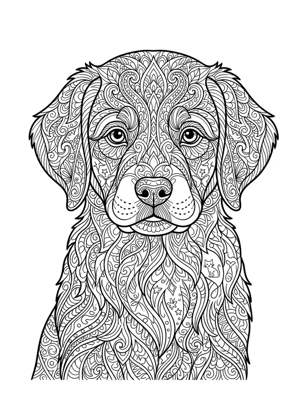Mandala Dog Portrait for Adults coloring page