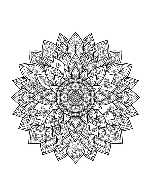 Sunflower Mandala for Adults coloring page